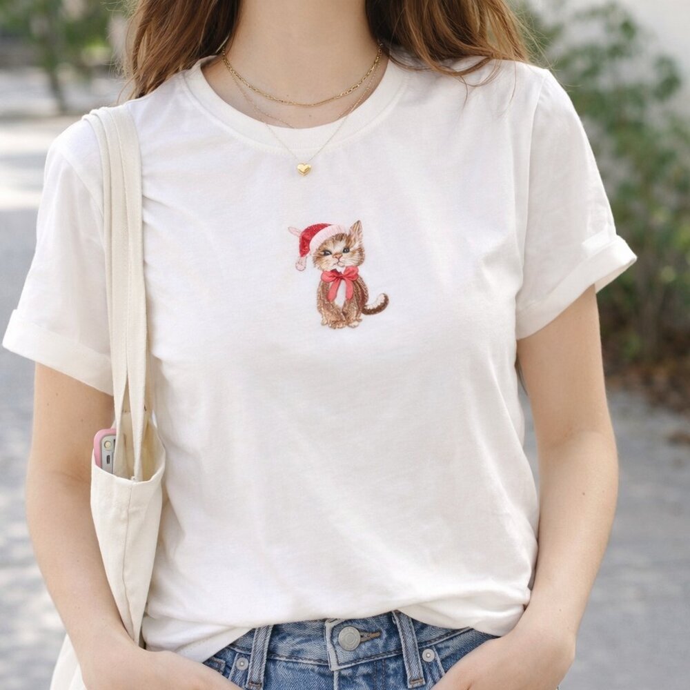 NWT Kitten Graphic Baby Tee White Size M Soft Girl Coquette Aesthetic Top